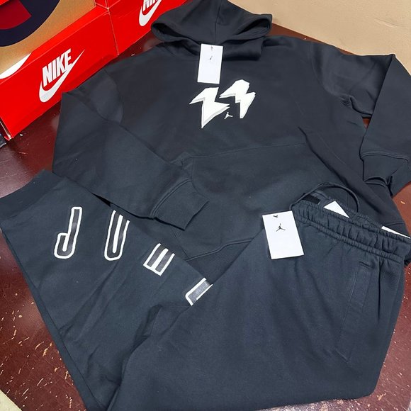 Jordan Mens Black Pockets Long Sleeve Drawstring Hoodie And...